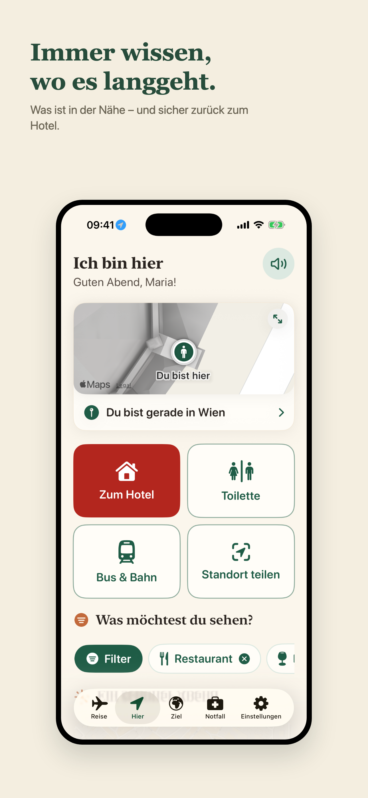 Ich bin hier – was ist in der Nähe