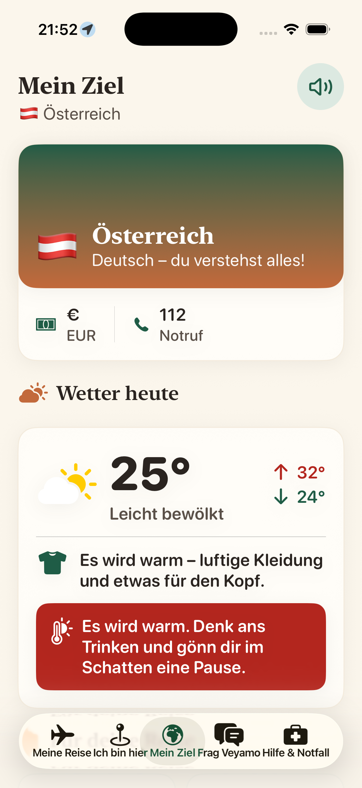 Veyamo App – Mein Ziel mit Wetter und Reiseangeboten